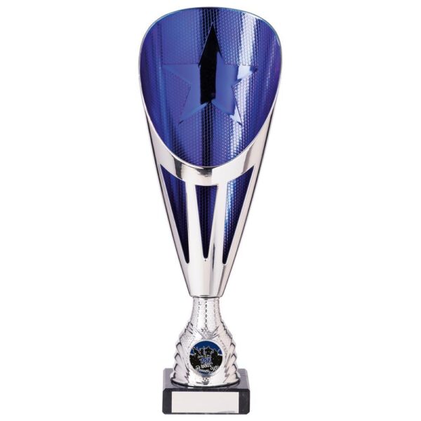 Rising Stars Deluxe Plastic Lazer Cup Silver & Blue - Cornish Custom Creations