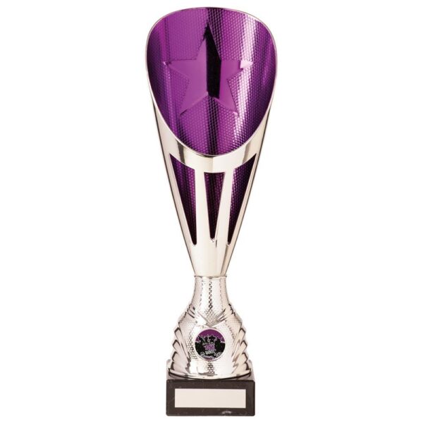 Rising Stars Deluxe Plastic Lazer Cup Silver & Purple - Cornish Custom Creations