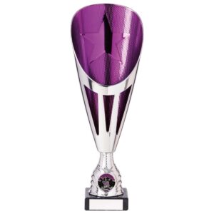 Rising Stars Deluxe Plastic Lazer Cup Silver & Purple - Cornish Custom Creations