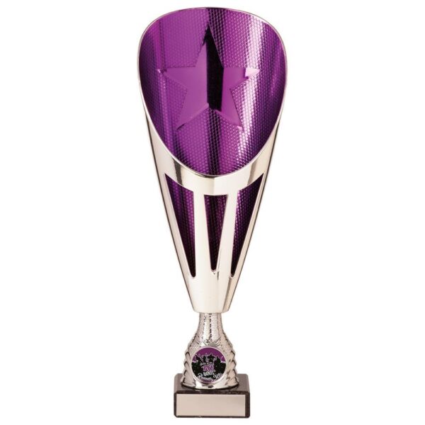 Rising Stars Deluxe Plastic Lazer Cup Silver & Purple - Cornish Custom Creations