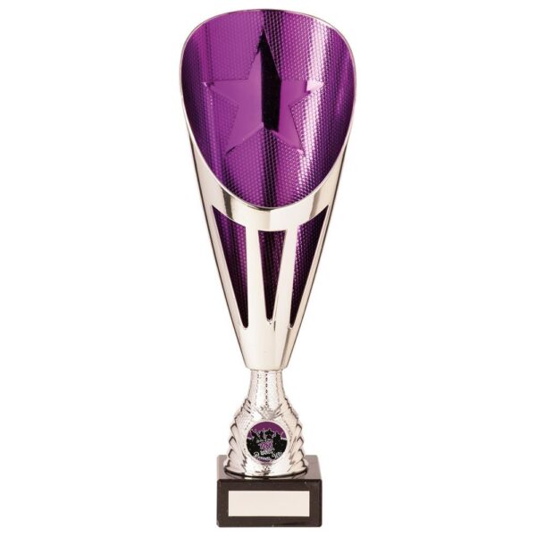 Rising Stars Deluxe Plastic Lazer Cup Silver & Purple - Cornish Custom Creations