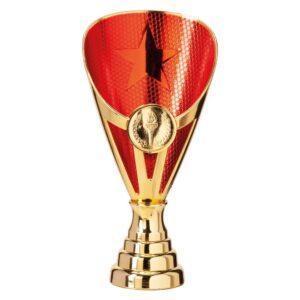 Rising Stars Premium Plastic Cup Gold & Red - Cornish Custom Creations