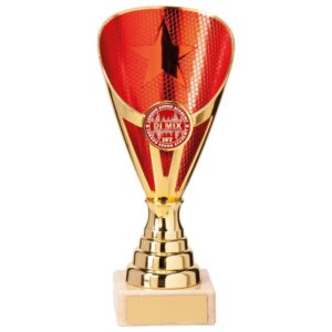 Rising Stars Premium Plastic Trophy Gold & Red - Cornish Custom Creations