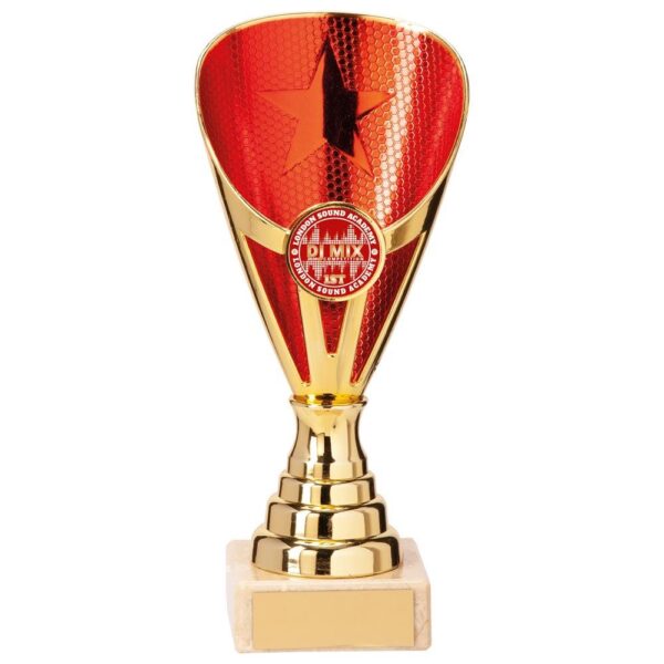 Rising Stars Premium Plastic Trophy Gold & Red - Cornish Custom Creations