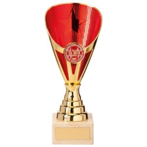 Rising Stars Premium Plastic Trophy Gold & Red - Cornish Custom Creations