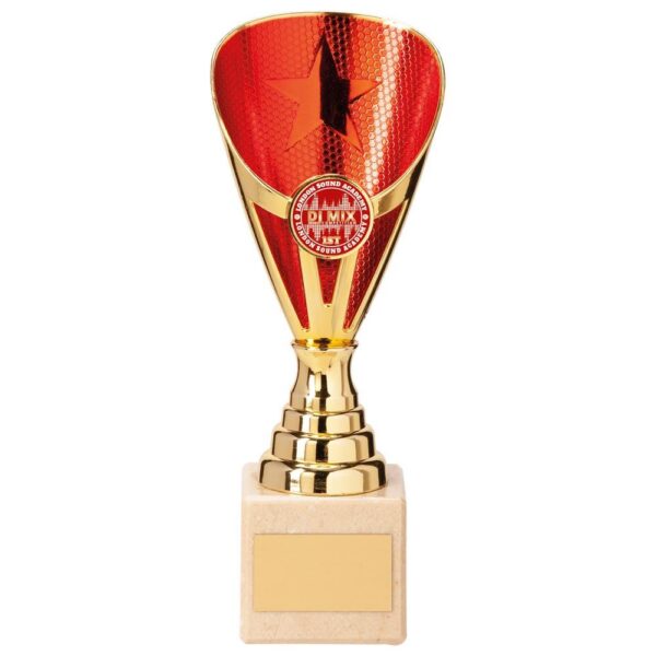 Rising Stars Premium Plastic Trophy Gold & Red - Cornish Custom Creations