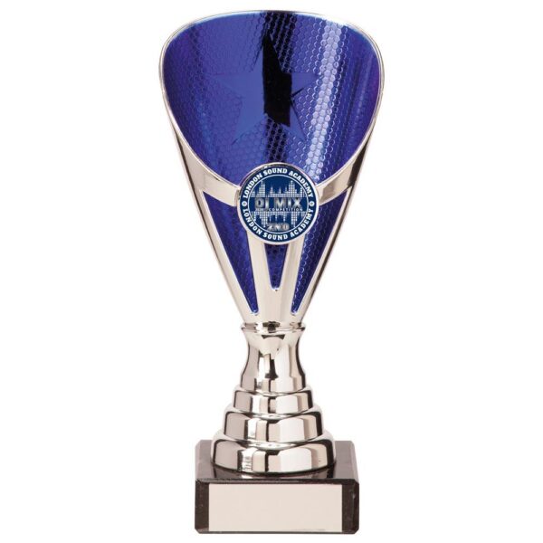 Rising Stars Premium Plastic Trophy Silver & Blue - Cornish Custom Creations