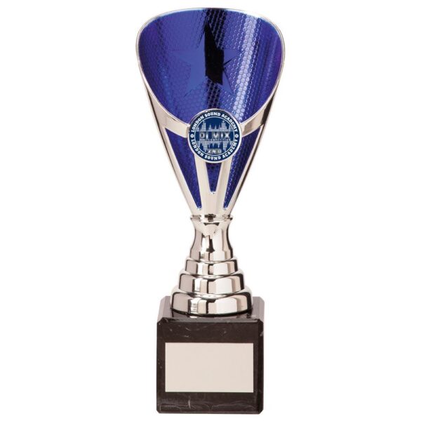 Rising Stars Premium Plastic Trophy Silver & Blue - Cornish Custom Creations