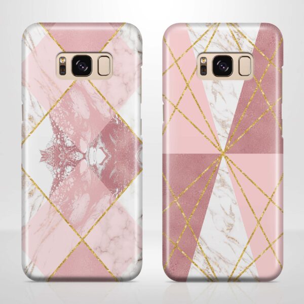 Rose Marble & Geometric Patterns - Galaxy 3D Phone Case - Cornish Custom Creations