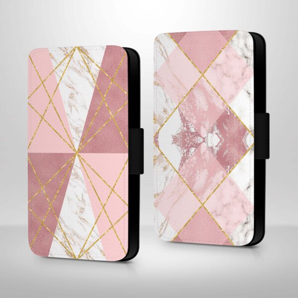 Rose Marble & Geometric Patterns | Galaxy Wallet Case - Cornish Custom Creations