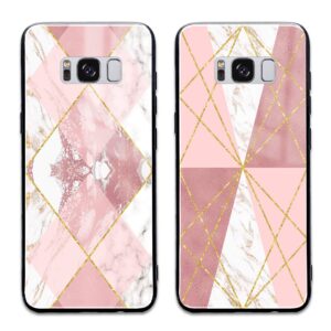 Rose Marble & Geometric Patterns - Samsung Galaxy Glass Phone Case - Cornish Custom Creations