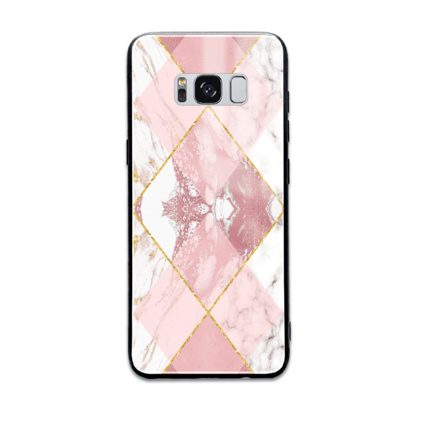 Rose Marble & Geometric Patterns - Samsung Galaxy Glass Phone Case - Cornish Custom Creations