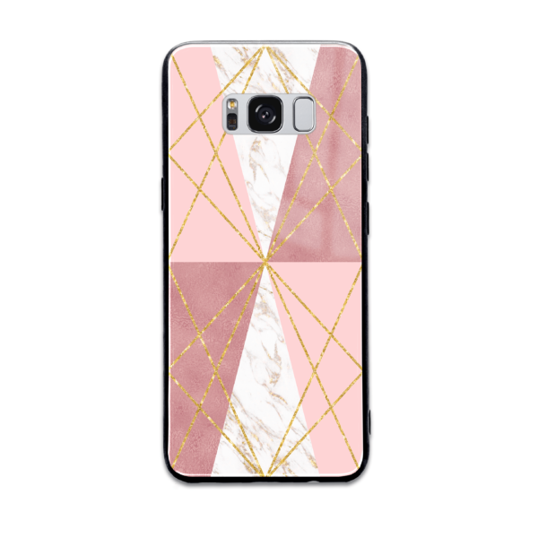 Rose Marble & Geometric Patterns - Samsung Galaxy Glass Phone Case - Cornish Custom Creations