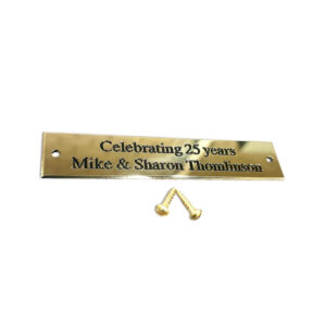 Small size 100mm x 20mm rectangular solid brass engraved nameplate - Cornish Custom Creations