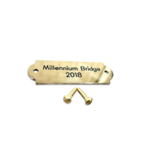 Small size 60mm x 20mm curve end solid brass engraved nameplate - Cornish Custom Creations