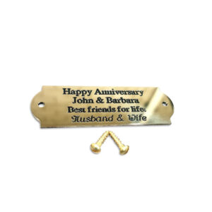 Small size 75mm x 25mm curve end solid brass engraved nameplate - Cornish Custom Creations