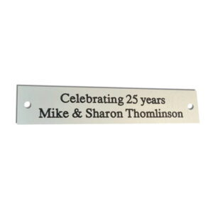 Small size rectangular 100mm x 20mm satin silver aluminium engraved nameplate - Cornish Custom Creations