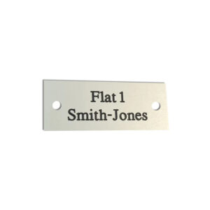 Small size rectangular 50mm x 20mm satin silver aluminium engraved nameplate - Cornish Custom Creations