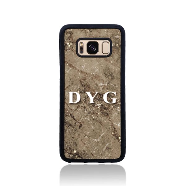Sparkle Marble with Initials - Galaxy Black Rubber Case - Cornish Custom Creations