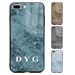 Sparkle Marble With Initials - iPhone Glass Phone Case - Cornish Custom Creations