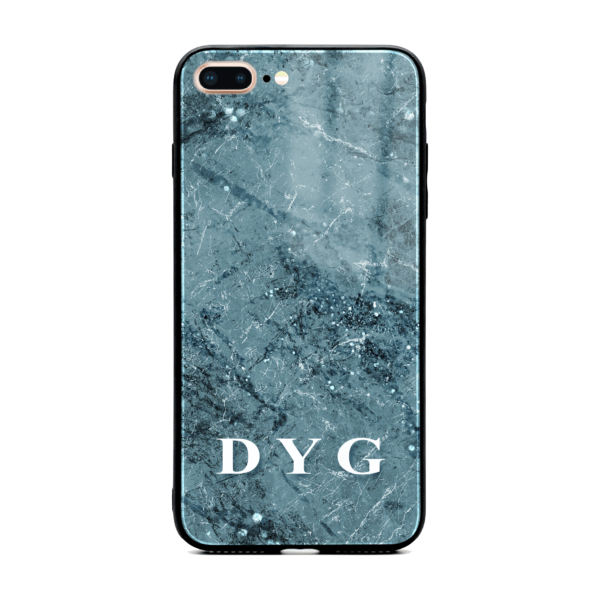 Sparkle Marble With Initials - iPhone Glass Phone Case - Cornish Custom Creations