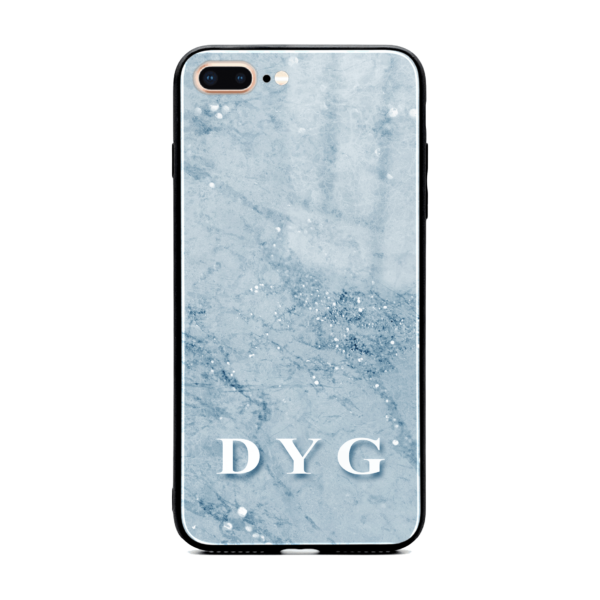 Sparkle Marble With Initials - iPhone Glass Phone Case - Cornish Custom Creations