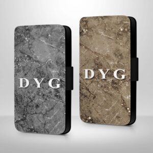 Sparkle Marble with Initials | Galaxy Wallet Case - Cornish Custom Creations