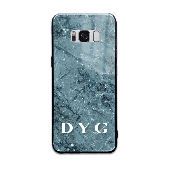 Sparkle Marble With Initials - Samsung Galaxy Glass Phone Case - Cornish Custom Creations
