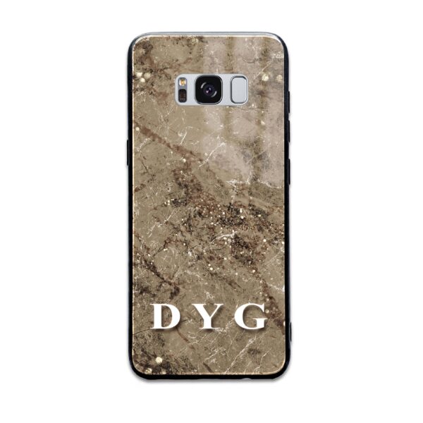 Sparkle Marble With Initials - Samsung Galaxy Glass Phone Case - Cornish Custom Creations