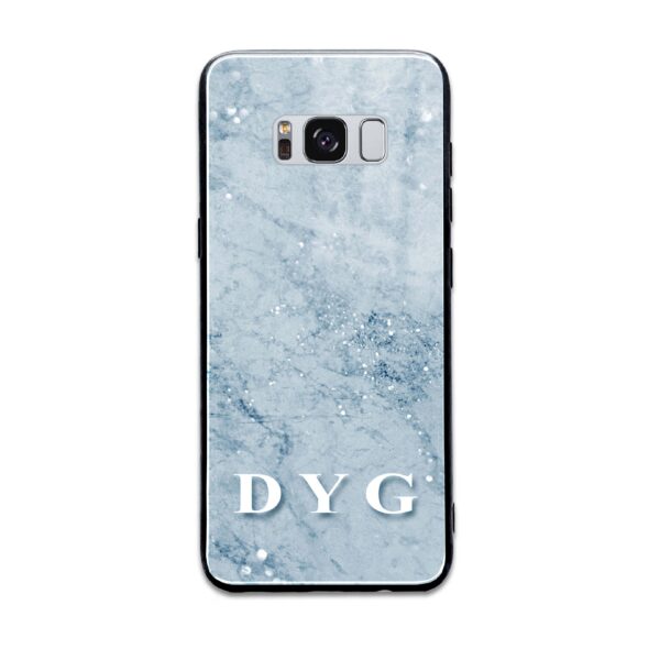 Sparkle Marble With Initials - Samsung Galaxy Glass Phone Case - Cornish Custom Creations