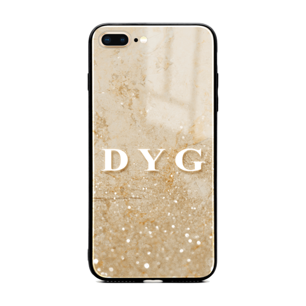 Sparkling Marble with Initials - iPhone Glass Phone Case - Cornish Custom Creations