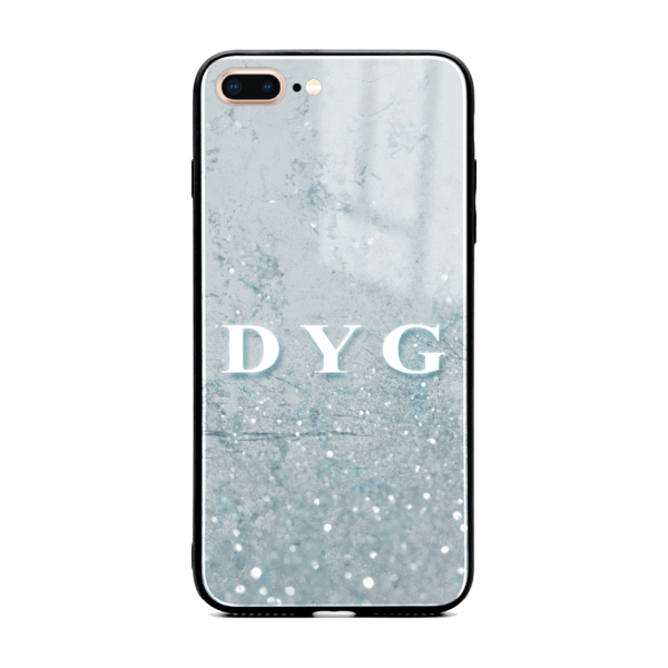 Sparkling Marble with Initials - iPhone Glass Phone Case - Cornish Custom Creations