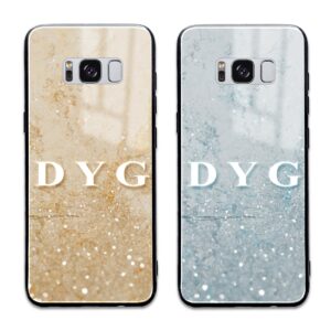 Sparkling Marble With Initials - Samsung Galaxy Glass Phone Case - Cornish Custom Creations