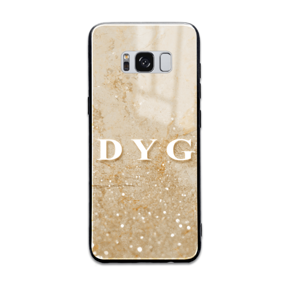 Sparkling Marble With Initials - Samsung Galaxy Glass Phone Case - Cornish Custom Creations