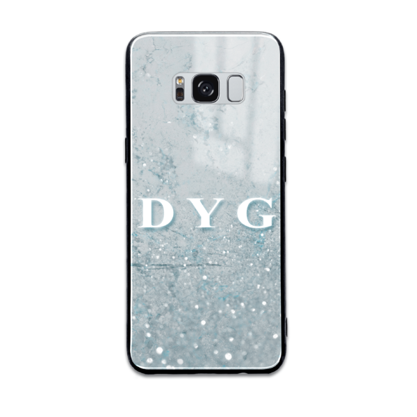 Sparkling Marble With Initials - Samsung Galaxy Glass Phone Case - Cornish Custom Creations