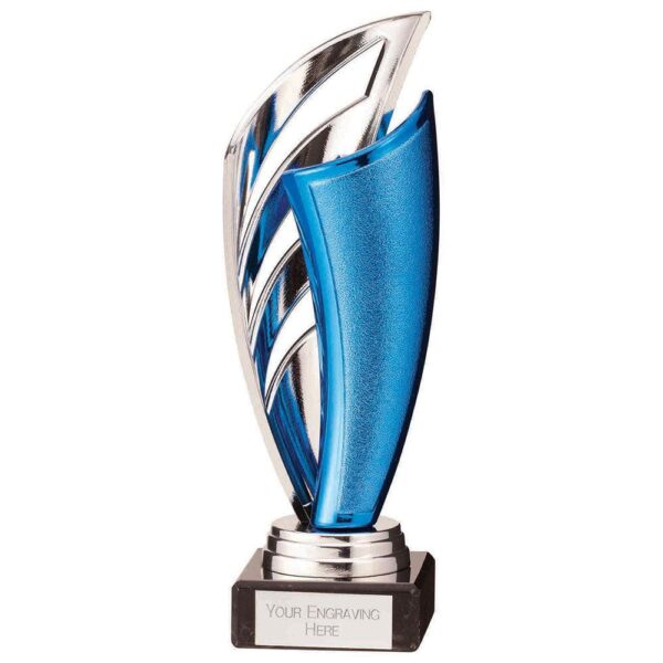 Spartan Plastic Trophy Silver & Blue - Cornish Custom Creations