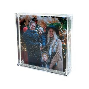 Square Christmas Photo Globe With Silver Glitter - Cornish Custom Creations