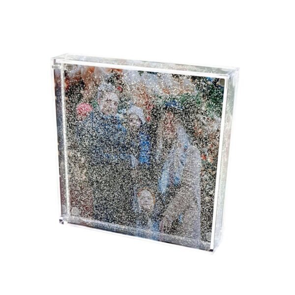 Square Christmas Photo Globe With Silver Glitter - Cornish Custom Creations