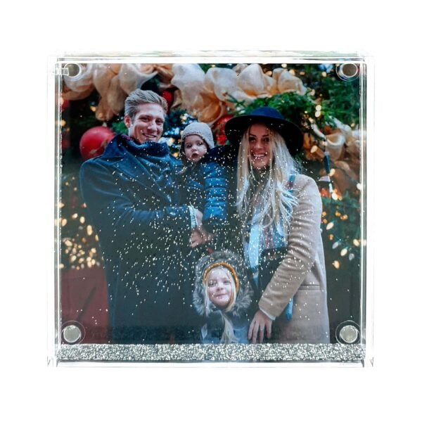 Square Christmas Photo Globe With Silver Glitter - Cornish Custom Creations