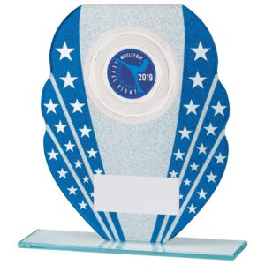 Tri-Star Glitter Glass Award Blue & Silver - Cornish Custom Creations