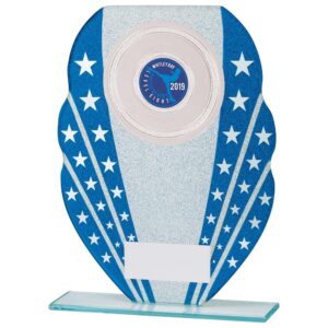 Tri-Star Glitter Glass Award Blue & Silver - Cornish Custom Creations