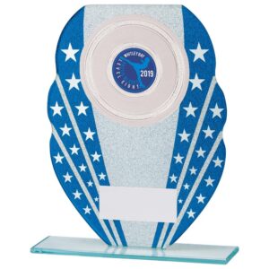 Tri-Star Glitter Glass Award Blue & Silver - Cornish Custom Creations