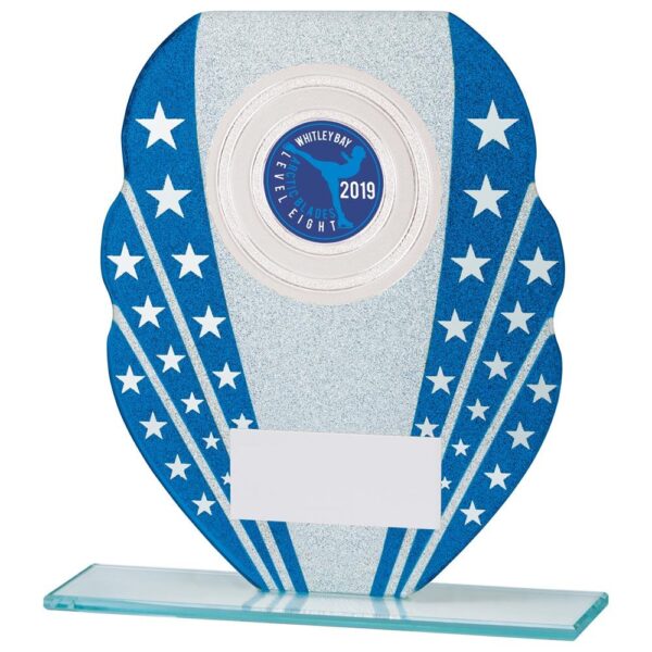 Tri-Star Glitter Glass Award Blue & Silver - Cornish Custom Creations