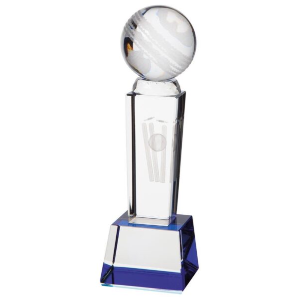 Tribute Cricket Crystal Award - Cornish Custom Creations