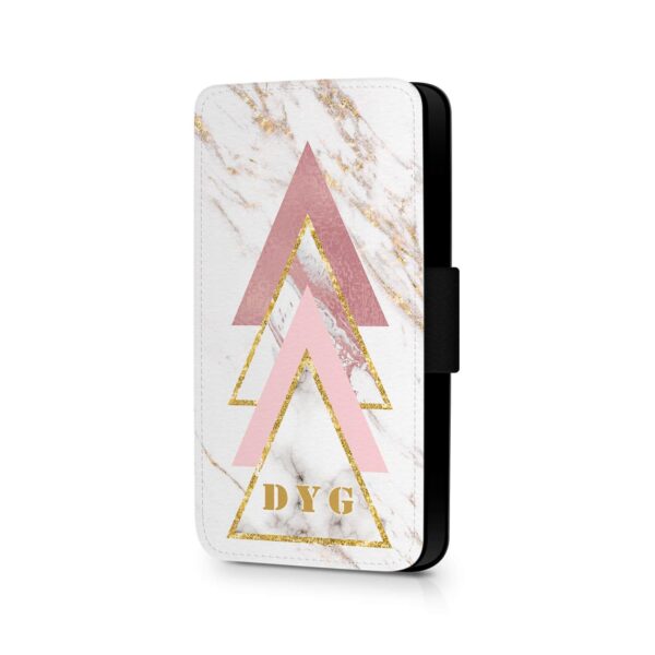 White & Rose marble with Initials | Galaxy Wallet Case - Cornish Custom Creations