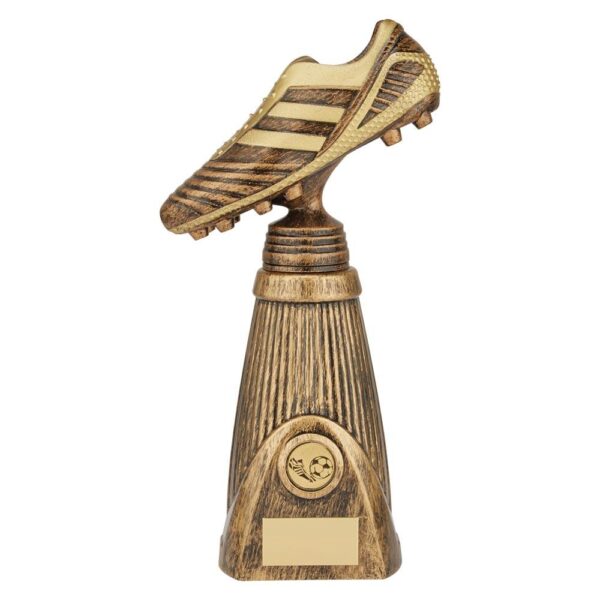 World Striker Deluxe Football Boot Award Antique Bronze & Gold - Cornish Custom Creations