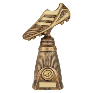 World Striker Deluxe Football Boot Award Antique Bronze & Gold - Cornish Custom Creations