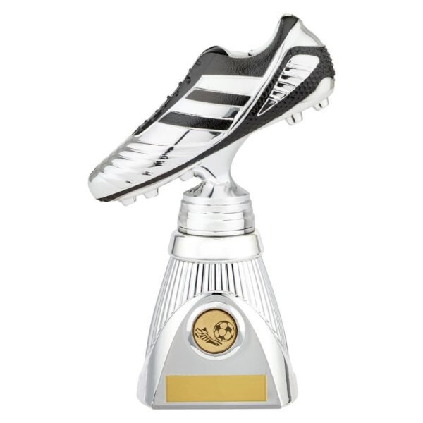 World Striker Deluxe Football Boot Award Silver & Black - Cornish Custom Creations