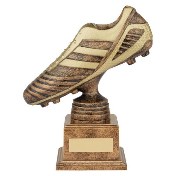 World Striker Premium Football Boot Award Antique Bronze & Gold - Cornish Custom Creations