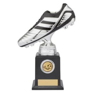 World Striker Premium Football Boot Award Silver & Black - Cornish Custom Creations